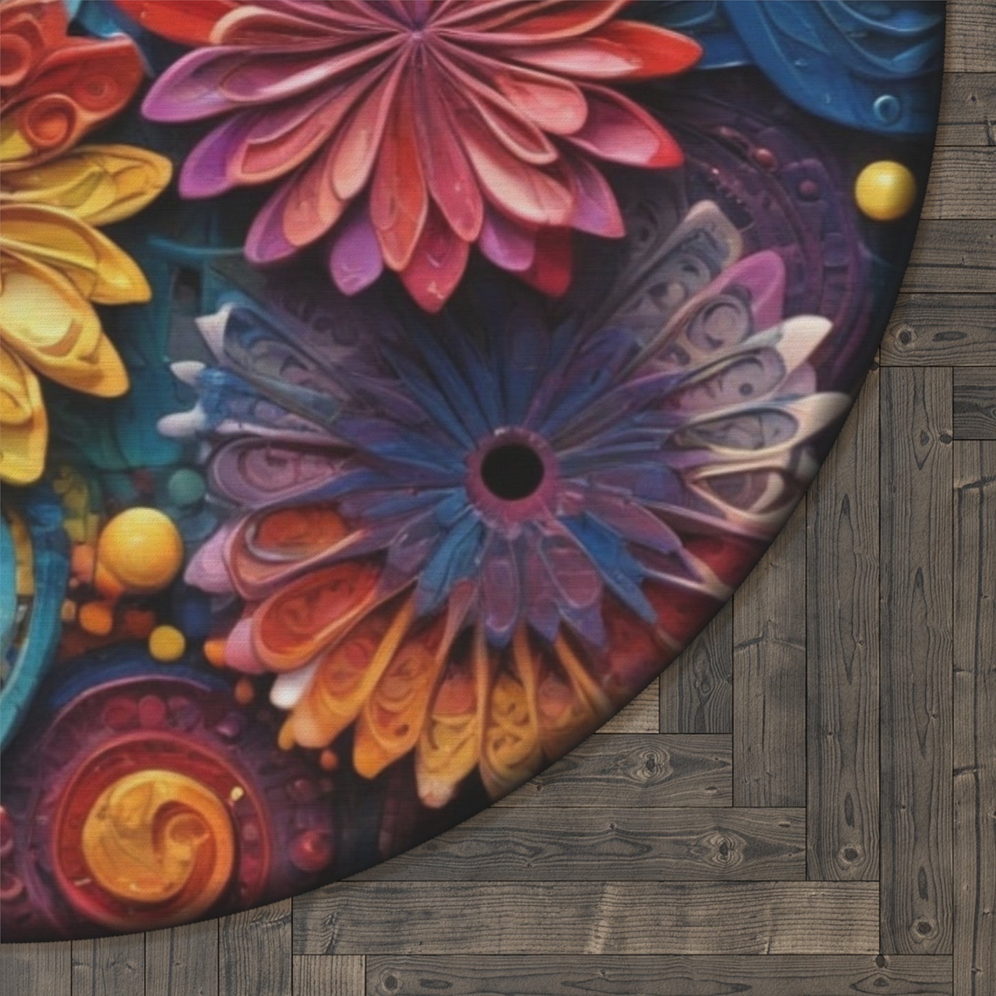 Round Rugs - Spazzy Flowers
