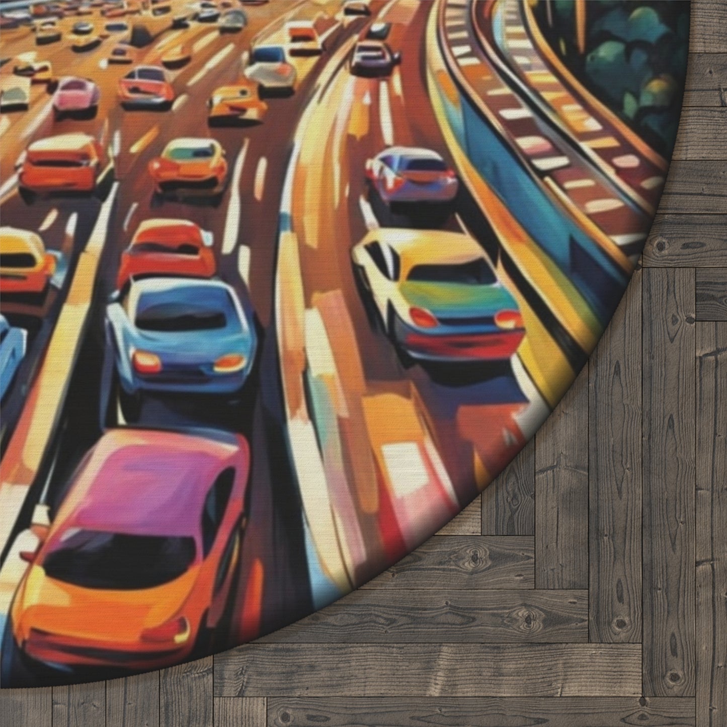 Round Rugs - Downtown Traffic