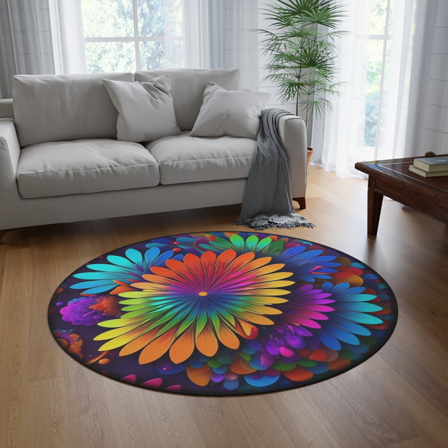 Round Rugs - Spazzy Flowers