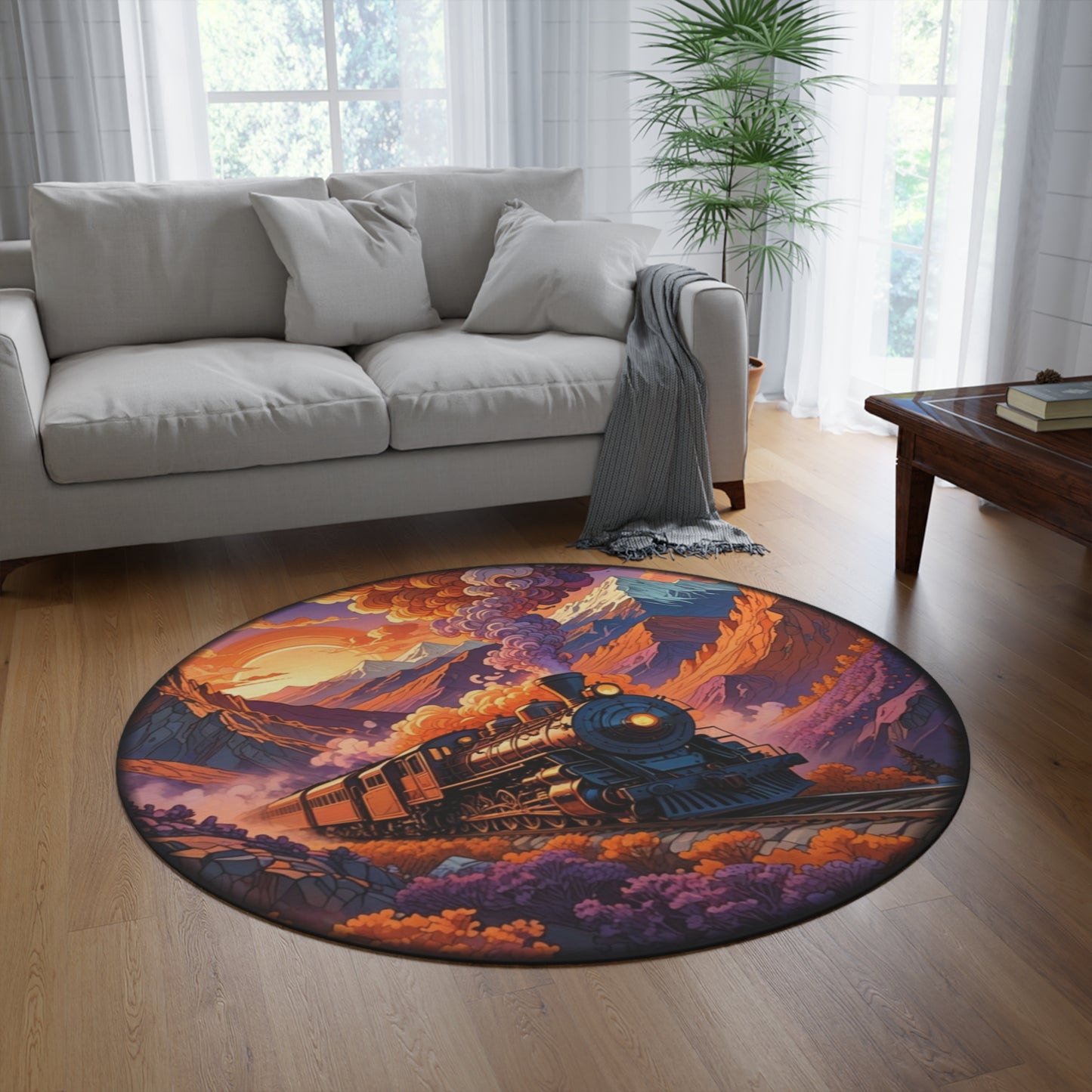 Round Rugs - Steam Locomotive