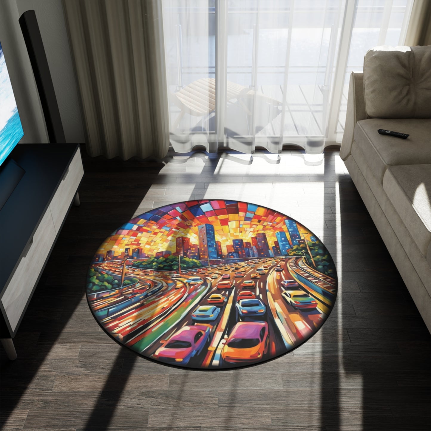 Round Rugs - Downtown Traffic