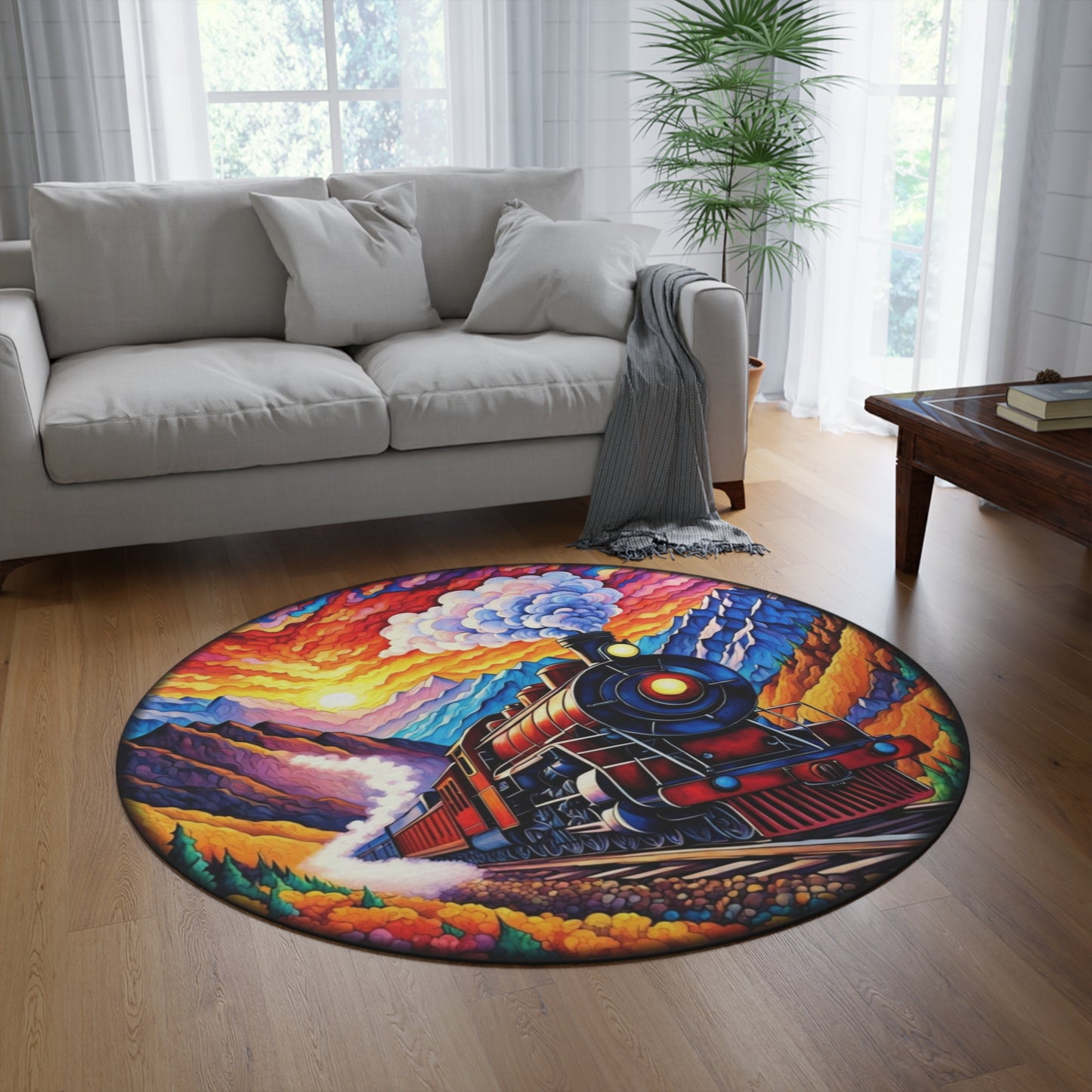 Round Rugs - Steam Locomotive