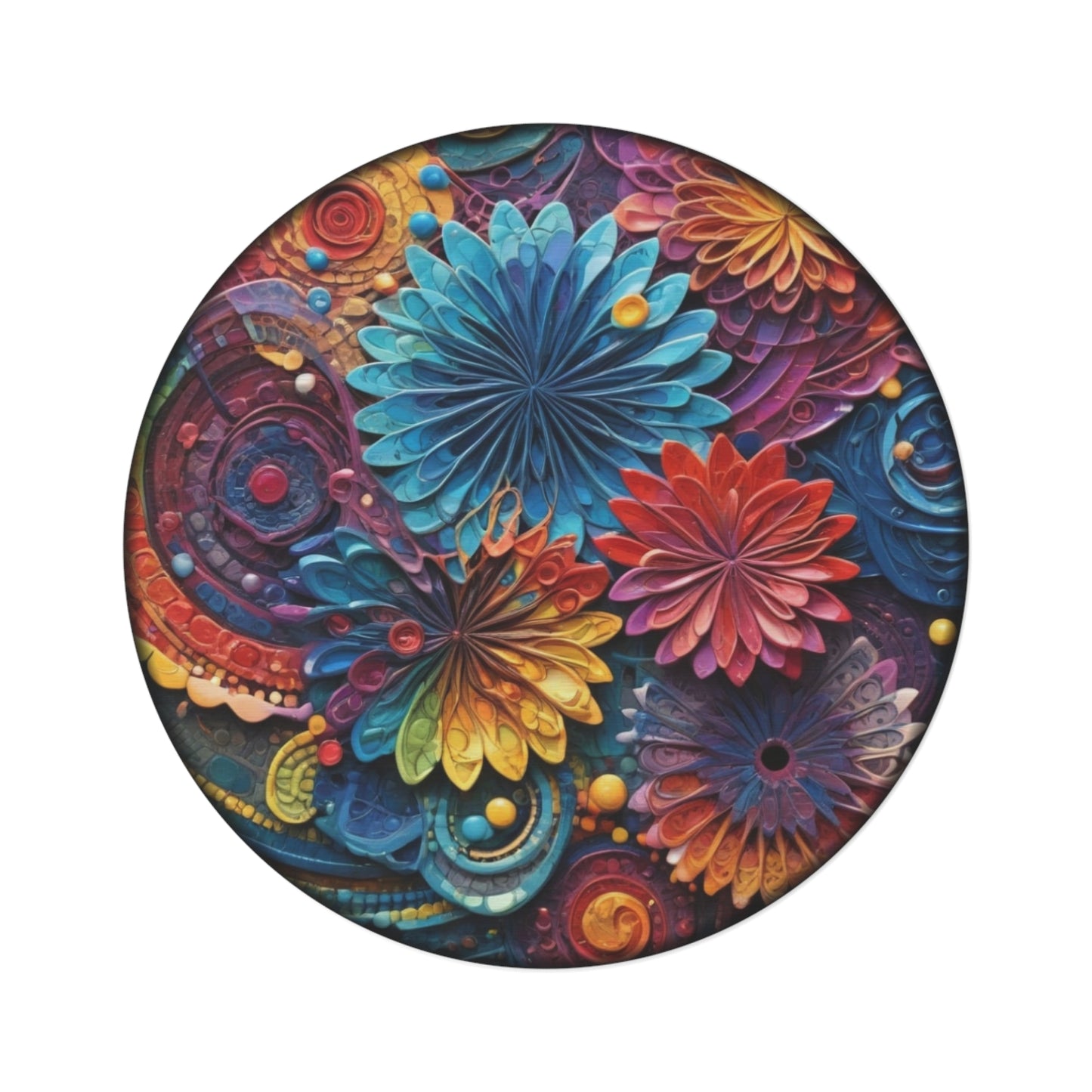 Round Rugs - Spazzy Flowers