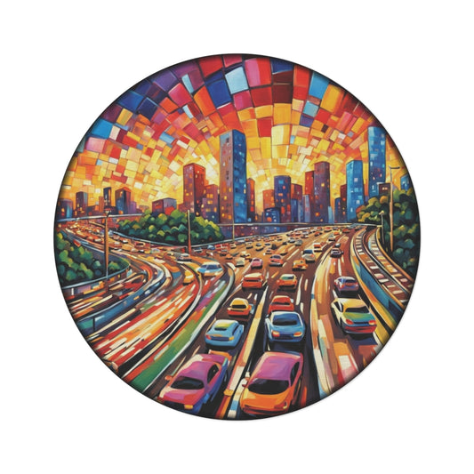 Round Rugs - Downtown Traffic