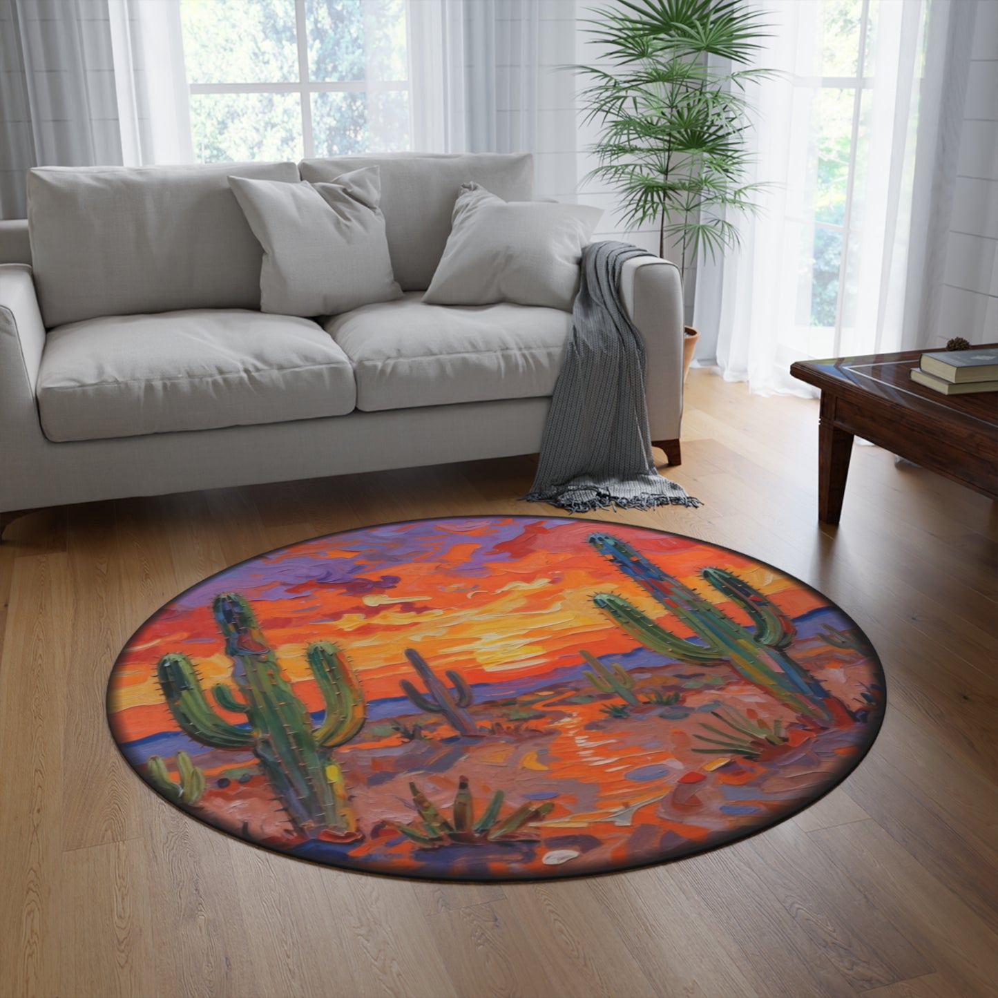 Round Rugs - Desert Cactus