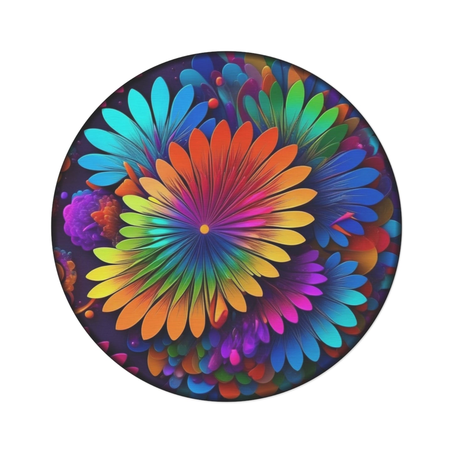 Round Rugs - Spazzy Flowers