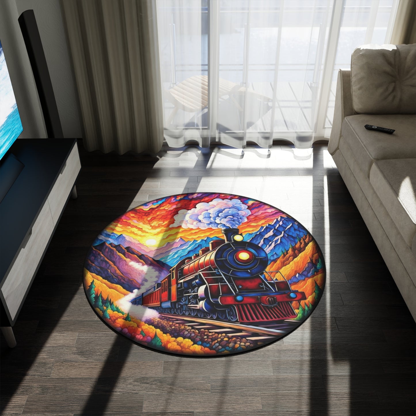 Round Rugs - Steam Locomotive