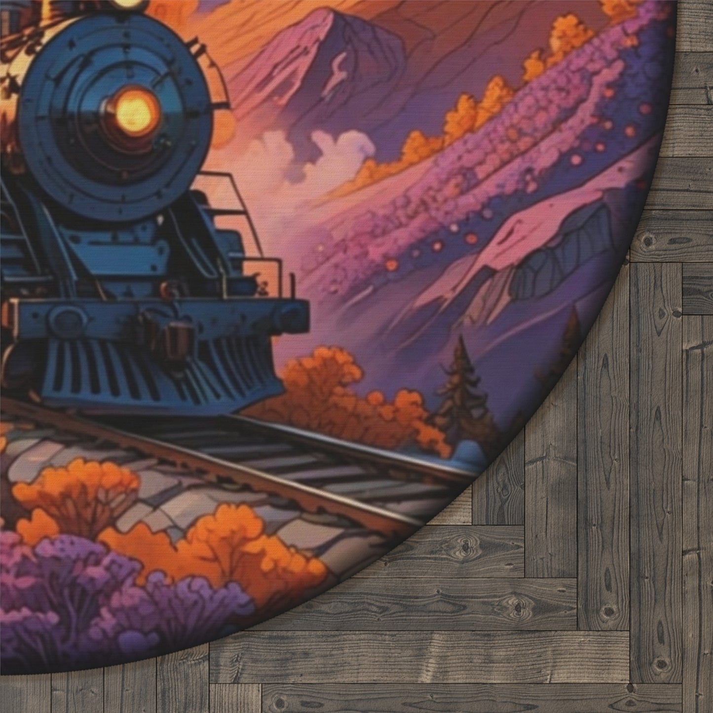 Round Rugs - Steam Locomotive