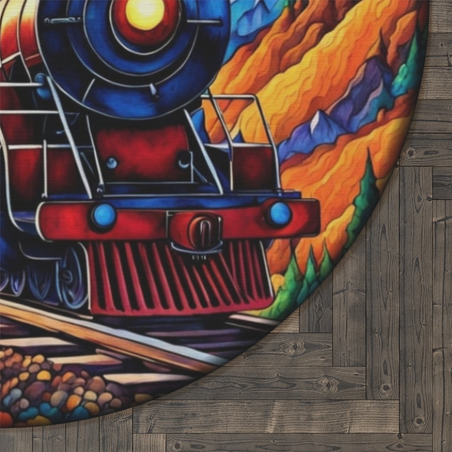 Round Rugs - Steam Locomotive