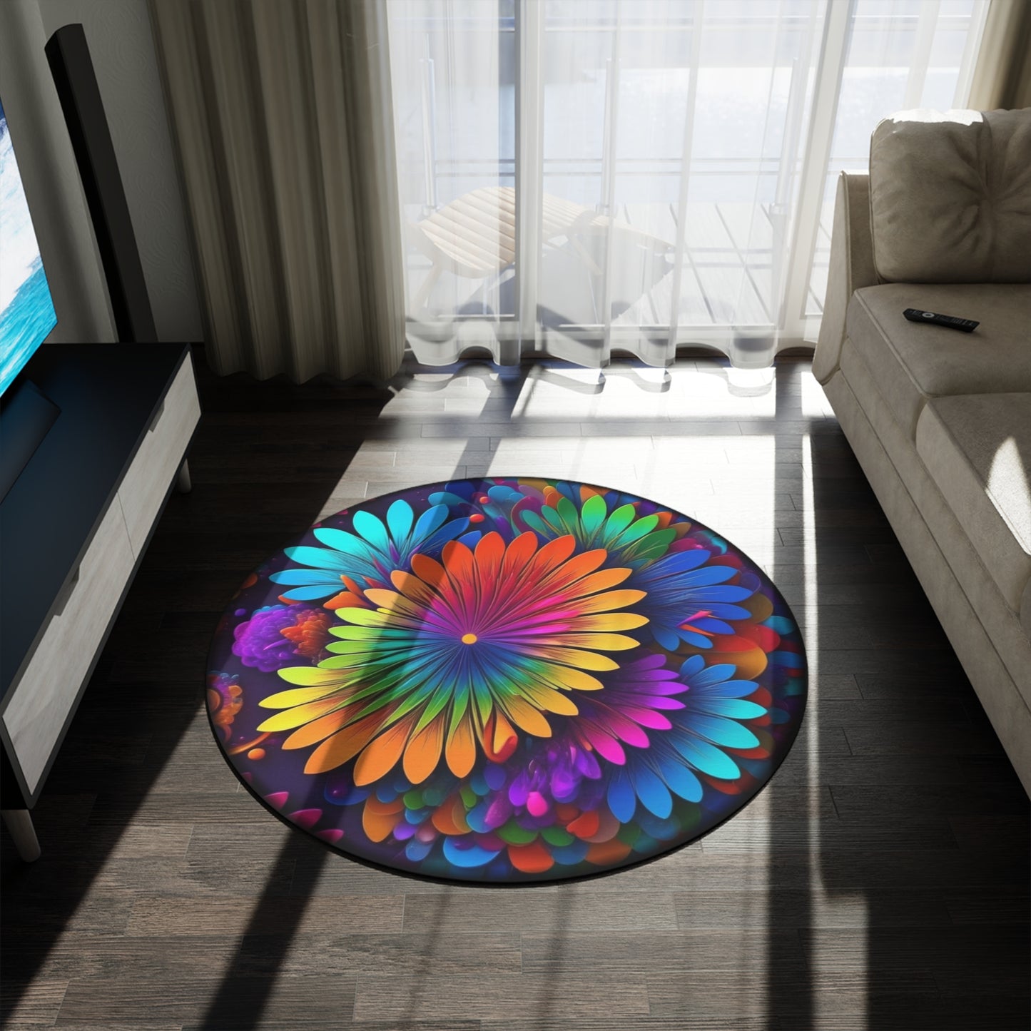 Round Rugs - Spazzy Flowers