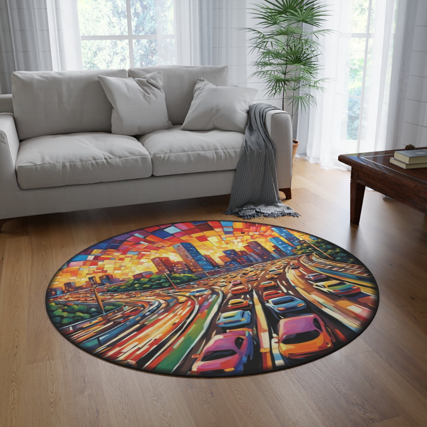 Round Rugs - Downtown Traffic