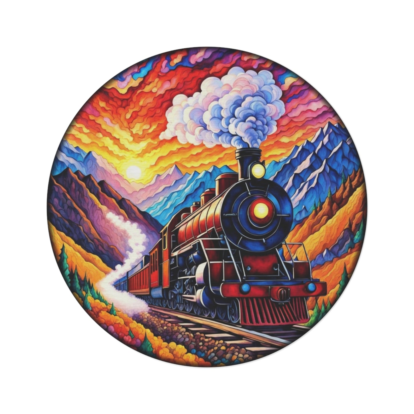 Round Rugs - Steam Locomotive