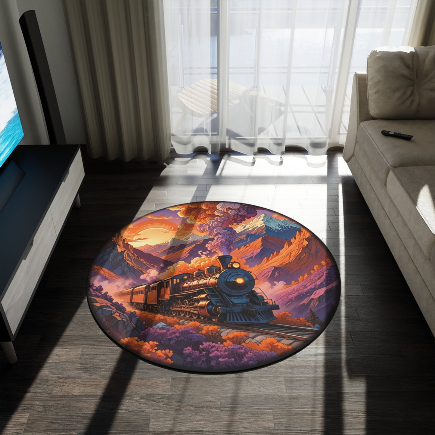 Round Rugs - Steam Locomotive